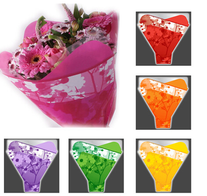 Douilles colorées de bouquet de fleur d'emballage de fleur avec l'impression de gravure