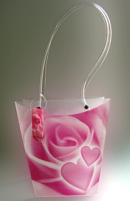 Le plastique imprimé par coutume de fleurs fraîches de cadeau portent des sacs, sacs de transporteur floraux
